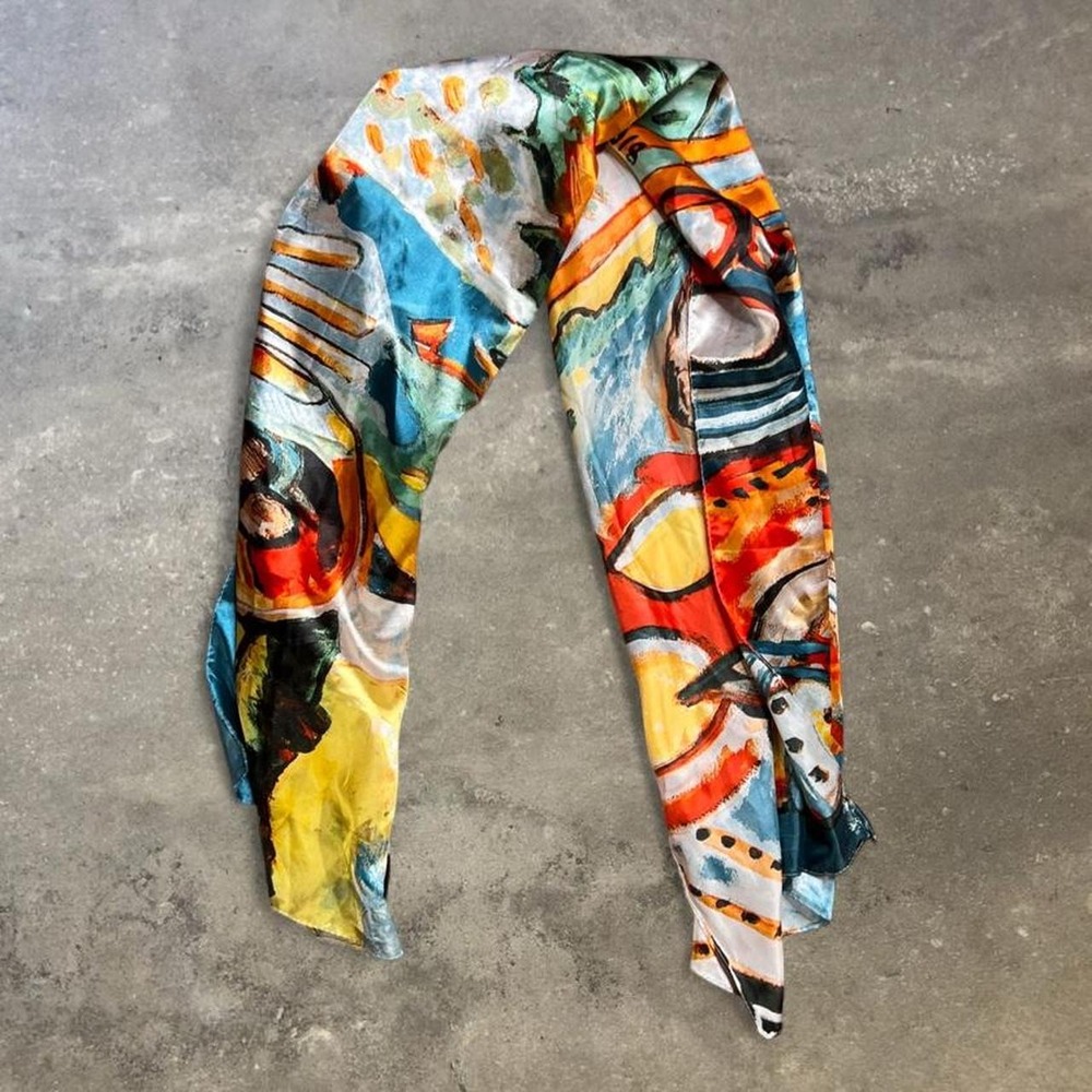New without tags colorful abstract art print scarf